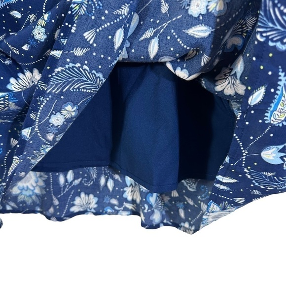 NWT Gap Blue Floral & Paisley Tie Shoulder Midi Apron Dress - Picture 9 of 12